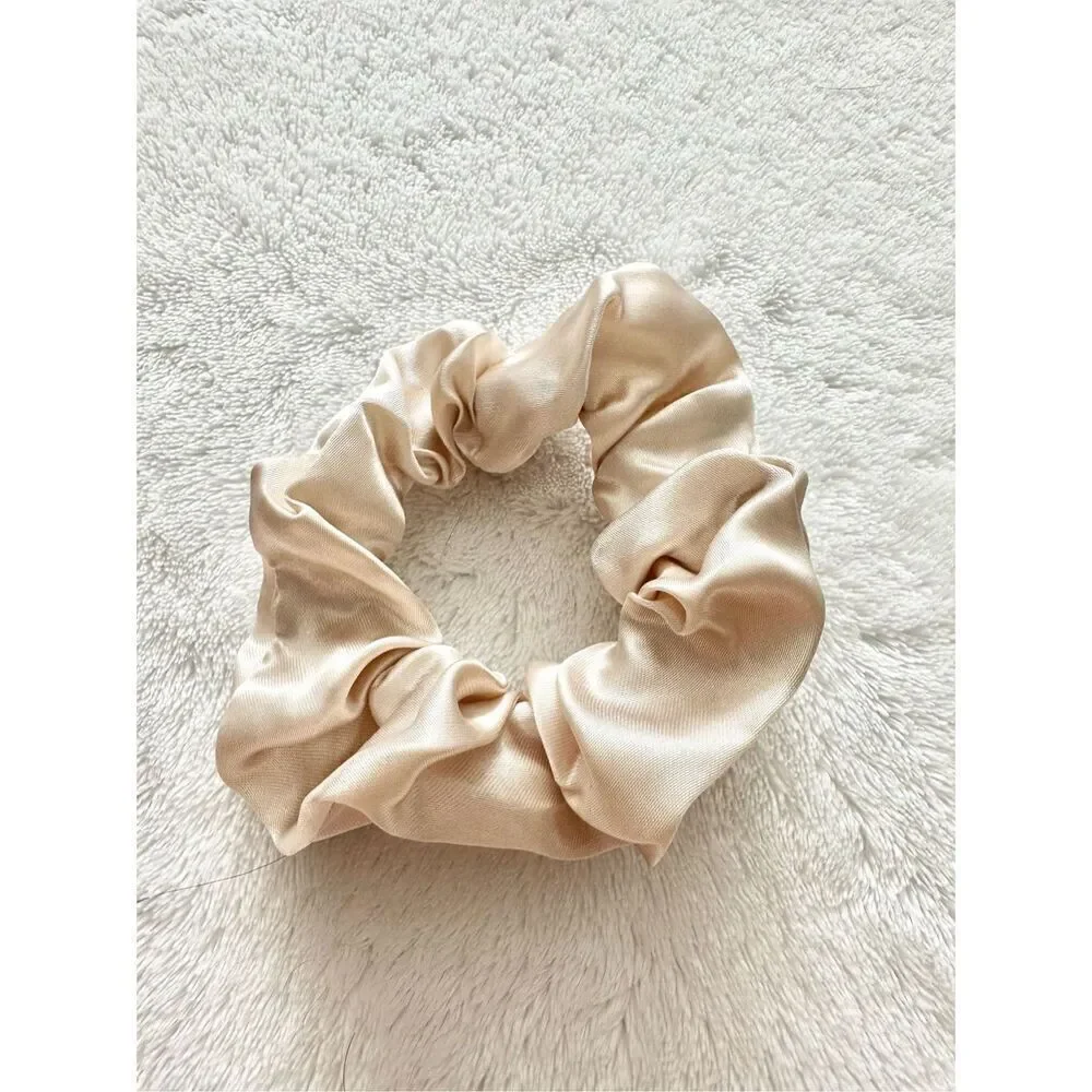 Sea shell color satin hair scrunchie